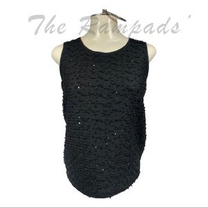 NEW Ann Taylor Black Dressy Sequins Tank Top Size Petite Small